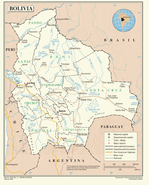 Mapa de bolivia limites