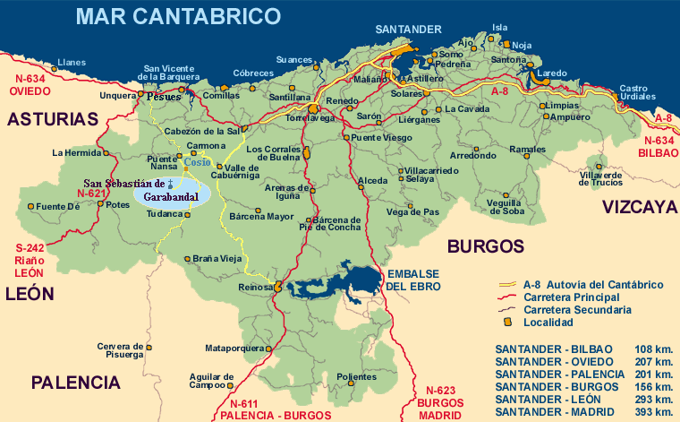 Mapa de cantabria mar