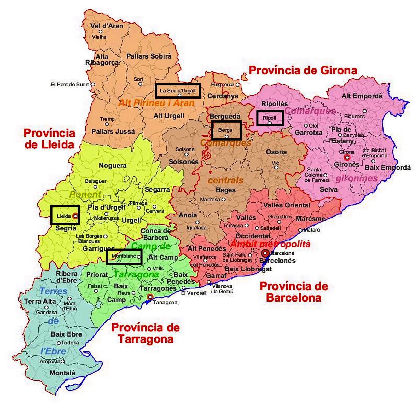 Mapa de catalunya provincia girona