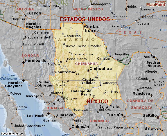 Mapa de chihuahua geografico