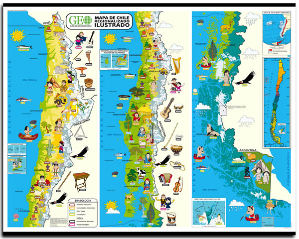 Mapa de chile ilustrado