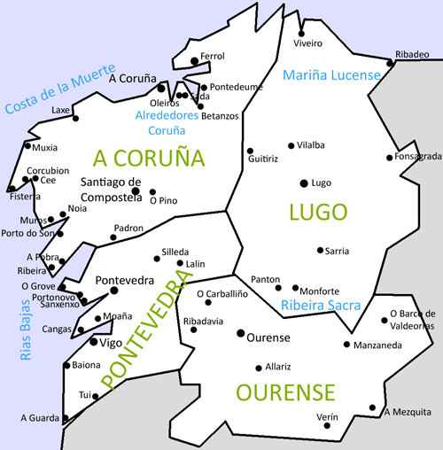 Mapa de galicia hoteles