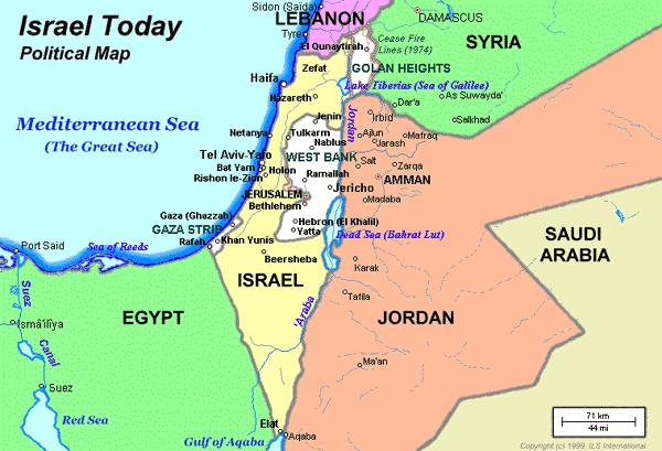 Mapa de israel Oriente