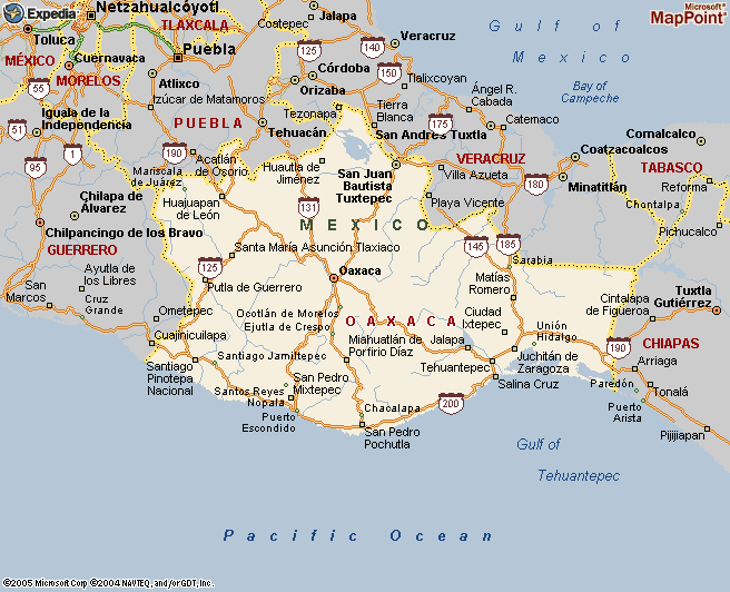 Mapa de oaxaca mexico