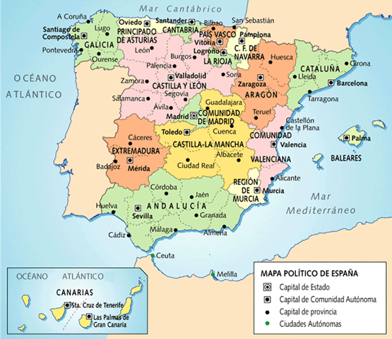 Mapa De Espa a Pol tico Mapa De Espa a Pol tico