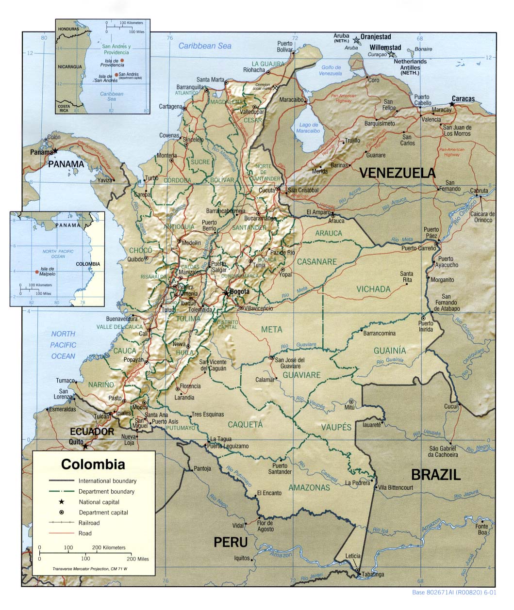 Mapa fisico de colombia